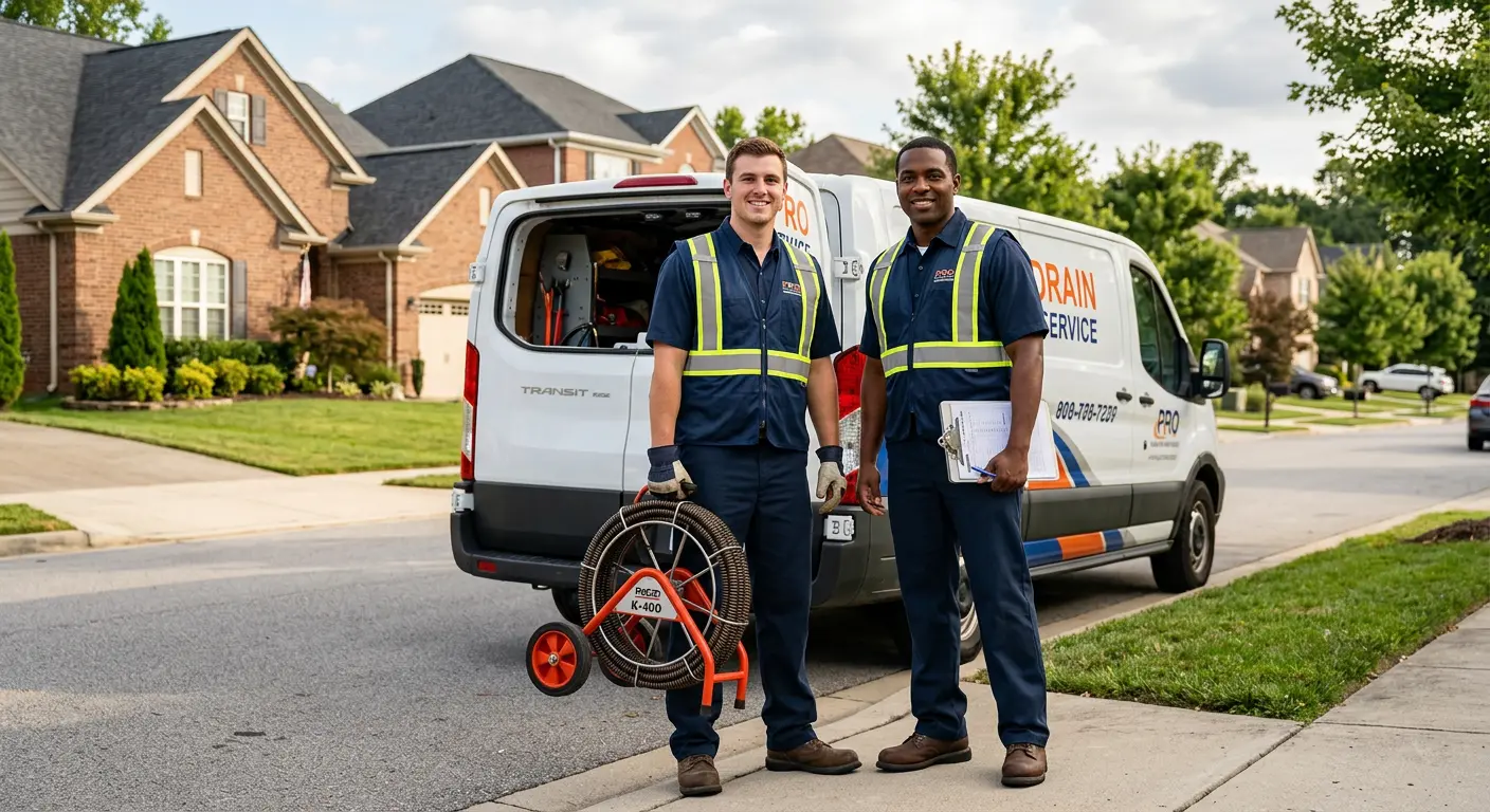 Sewer and drain service team with equipment ready for work in Glen Burnie