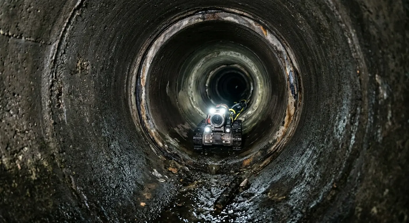 Robotic sewer camera inspecting pipe interior for Sewer Line Cleaning in Glen Burnie